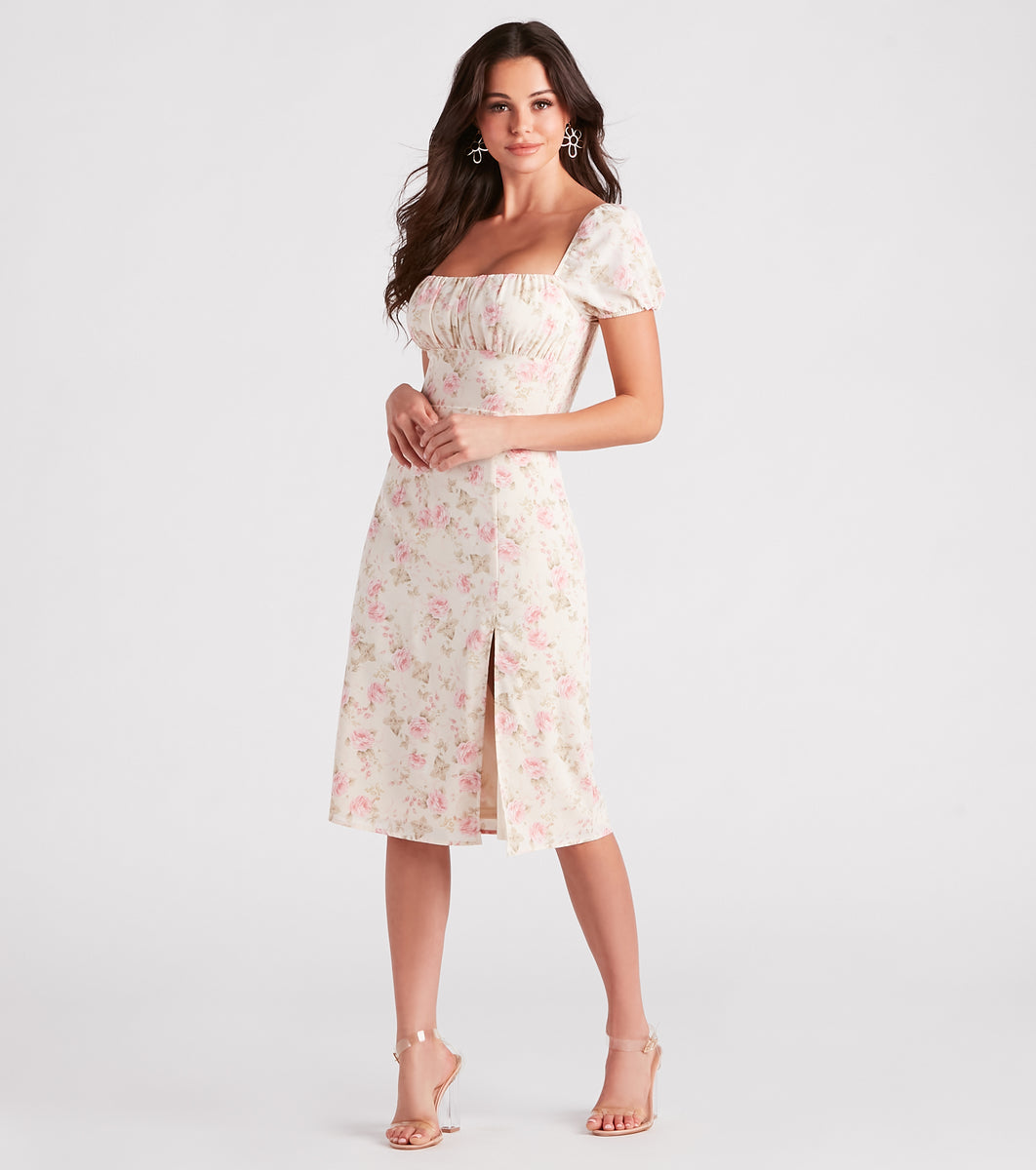 Mixed Flowers Midi Dress | Stylish Floral Dresses for Every Occasion