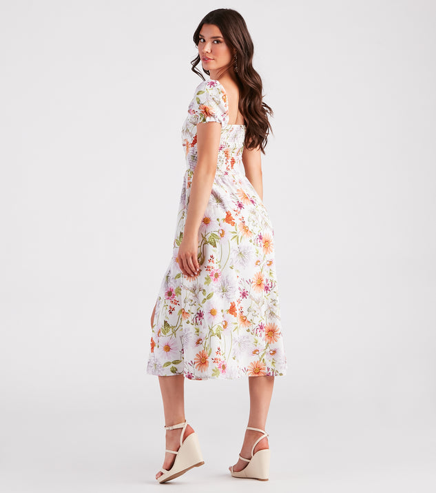 Room To Grow Floral Cutout Midi Dress creates the perfect summer wedding guest dress or cocktail party dresss with stylish details in the latest trends for 2023!