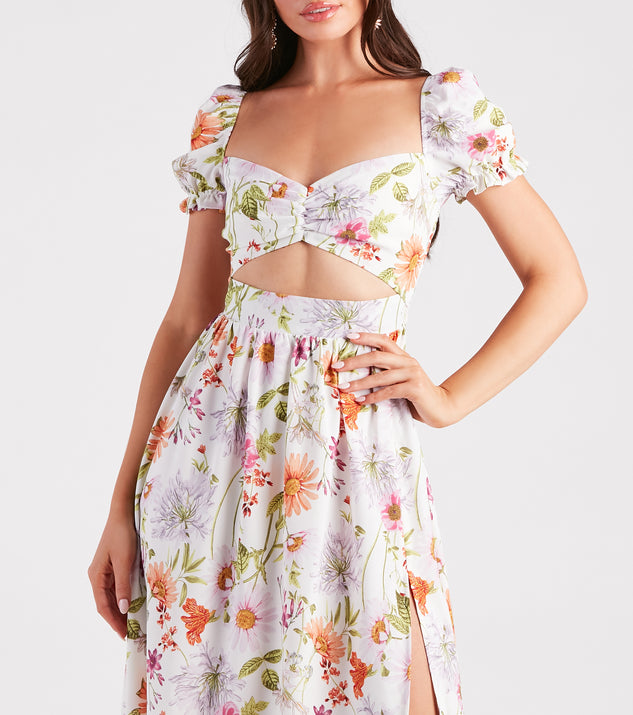 Room To Grow Floral Cutout Midi Dress creates the perfect summer wedding guest dress or cocktail party dresss with stylish details in the latest trends for 2023!
