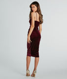 Only Chic Vibes Ruched Velvet Midi Dress creates spring wedding guest dress with stylish details, the perfect midi dress for graduation, or for a cocktail party look in the latest midi-length trends for 2024!