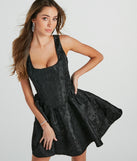 Revel In Wonder Jacquard Corset Skater Dress creates the perfect spring or summer wedding guest dress or cocktail attire with chic styles in the latest trends for 2024!