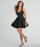 Revel In Wonder Jacquard Corset Skater Dress creates the perfect spring or summer wedding guest dress or cocktail attire with chic styles in the latest trends for 2024!