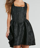Revel In Wonder Jacquard Corset Skater Dress creates the perfect spring or summer wedding guest dress or cocktail attire with chic styles in the latest trends for 2024!