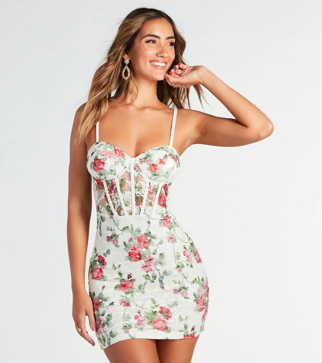 Simply Irresistible Floral Lace Corset Mini Dress | Windsor Simply Irresistible Floral Lace Corset Mini Dress | Windsor
