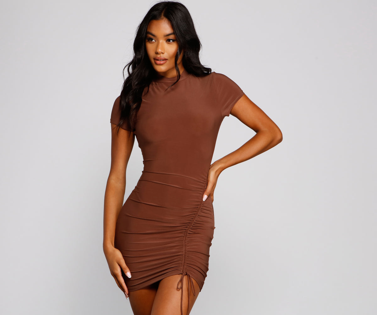 ruched tie bodycon dress Cotton Candy LA All Mine Ivory and Indigo Tie-Dye Ruched Bodycon Dress - Size S - Dresses