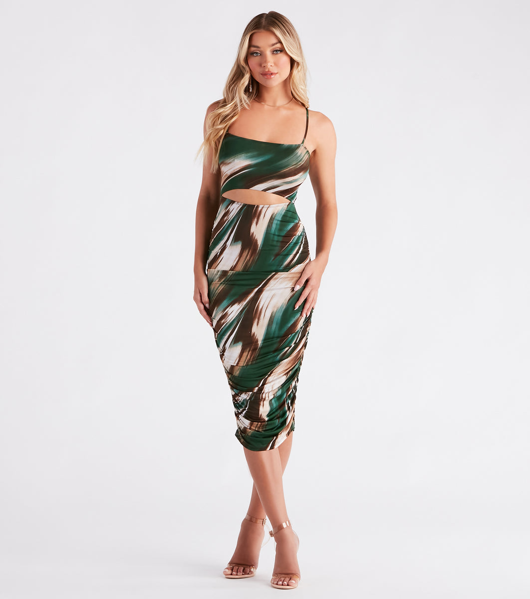 Stand Out Marble Print Cutout Midi Dress | Windsor Stand Out Marble Print Cutout Midi Dress | Windsor
