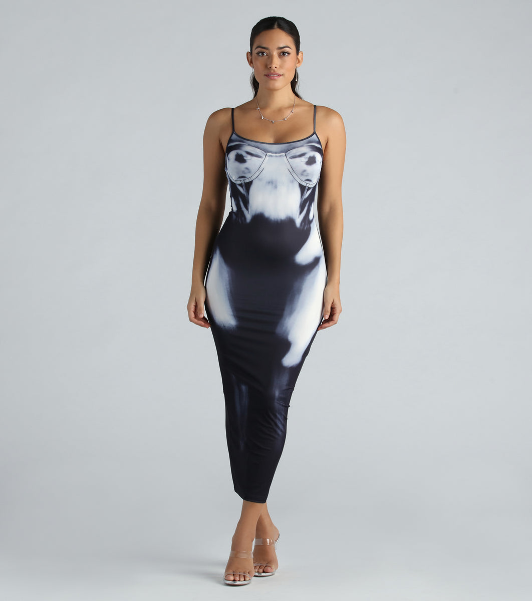 x dress See Through Me X-Ray Graphic Maxi Dress