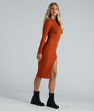 Another Day Long Sleeve Sweater Midi Dress creates spring wedding guest dress with stylish details, the perfect midi dress for graduation, or for a cocktail party look in the latest midi-length trends for 2024!