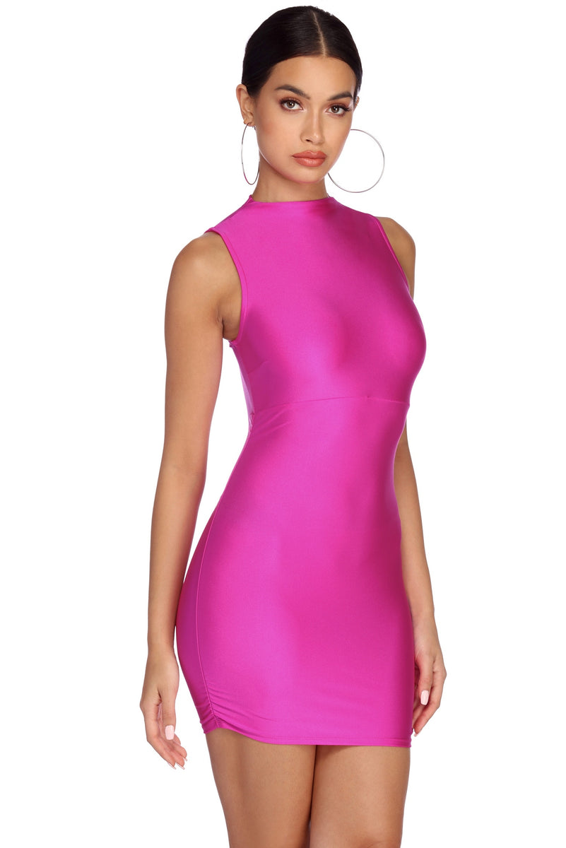 neon ruched mini dress Superdown Sierra Ruched Mini Dress
