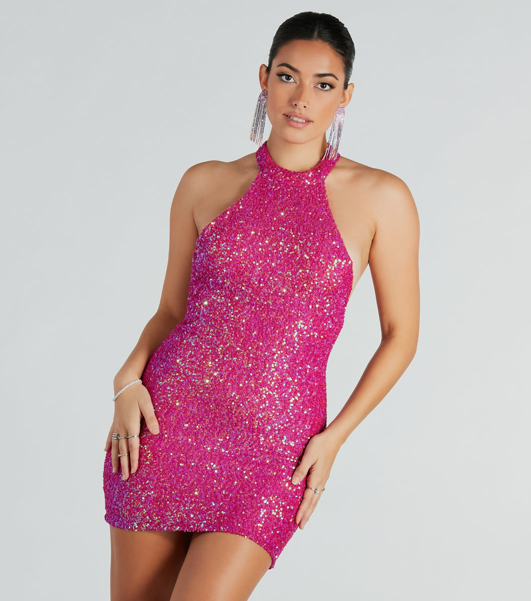 Alma Sequins Backless Mini Dress main image 0