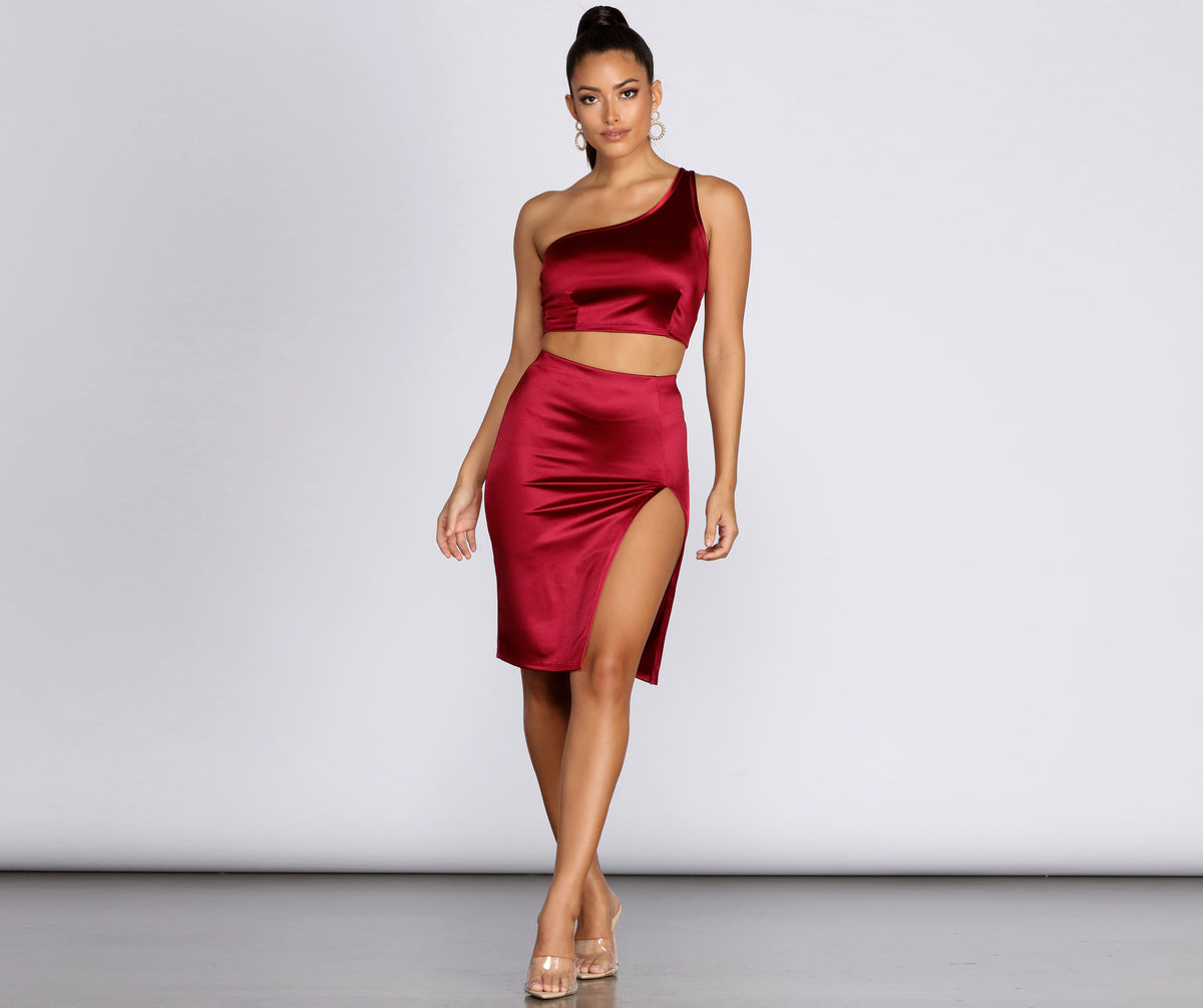 Sultry Satin One Shoulder Top & Windsor