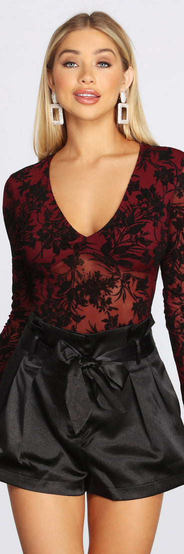 Burnout Flocked Velvet Bodysuit