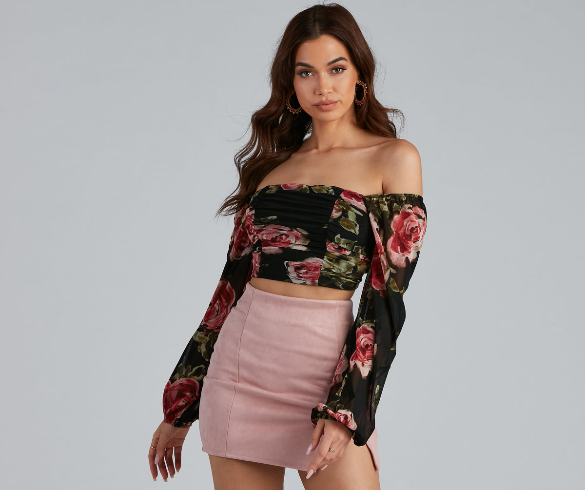 Be Mine Floral Lace Up Crop Top | Windsor