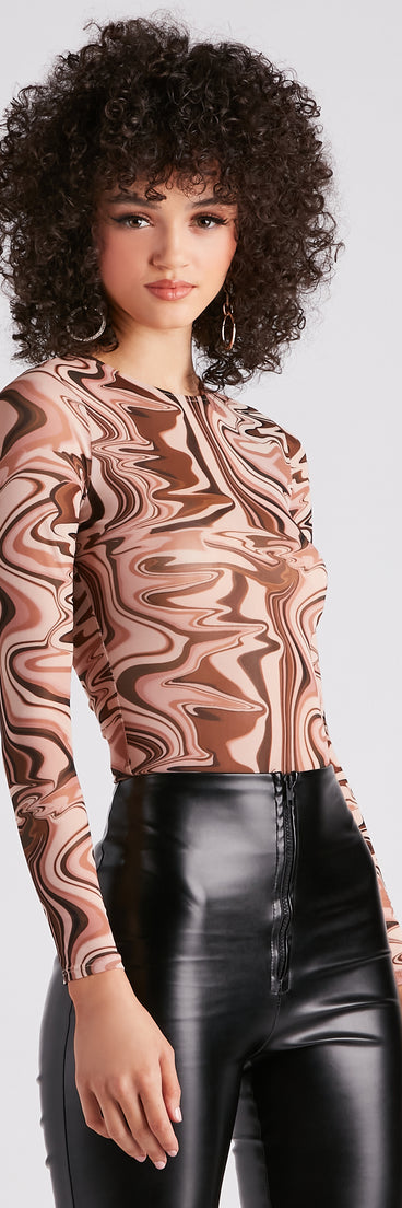 With fun and flirty details, All About The 70s Mesh Print Bodysuit shows off your unique style for a trendy outfit for the summer season!