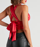 With fun and flirty details, Sleek Satin Convertible Crop Top shows off your unique style for a trendy outfit for the summer season!