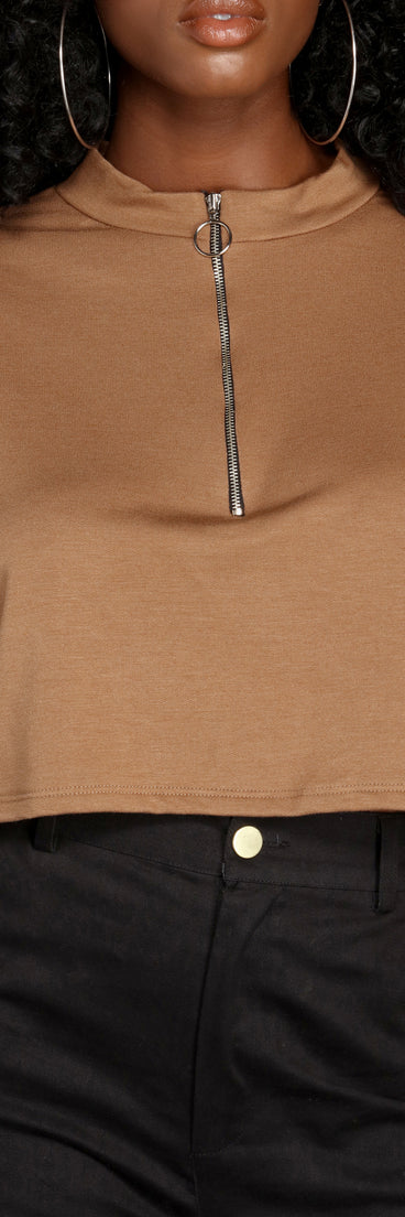 Zip Up Mock Neck Pullover