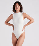 Smooth Silhouette Mock Neck Bodysuit is a trendy pick to create 2024 concert outfits, festival dresses, outfits for raves, or to complete your best party outfits or clubwear!