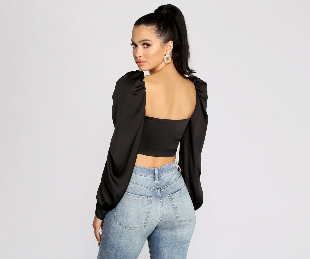 Lace Up Peasant Cropped Blouse | Windsor