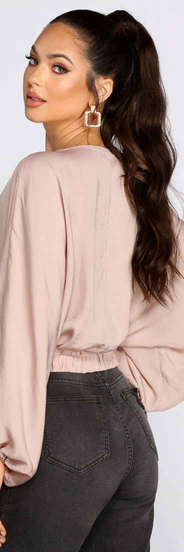 With fun and flirty details, Go With The Flow Surplice Crop Top shows off your unique style for a trendy outfit for the summer season!