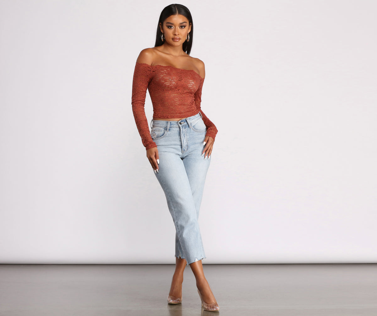 Off the Shoulder Floral Lace Top | Windsor