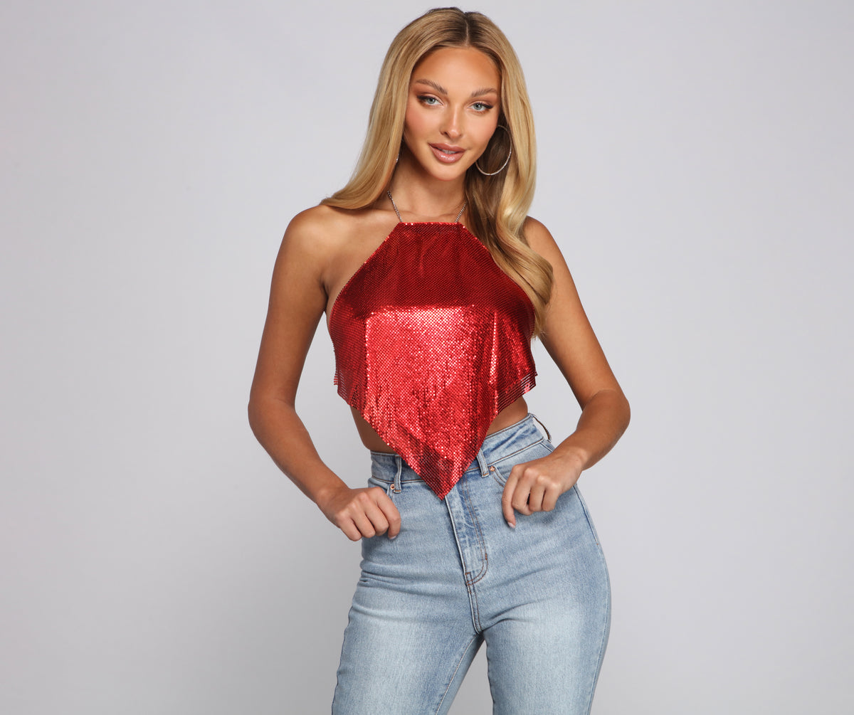 Glimmer And Glow Chainmail Halter Top | Windsor