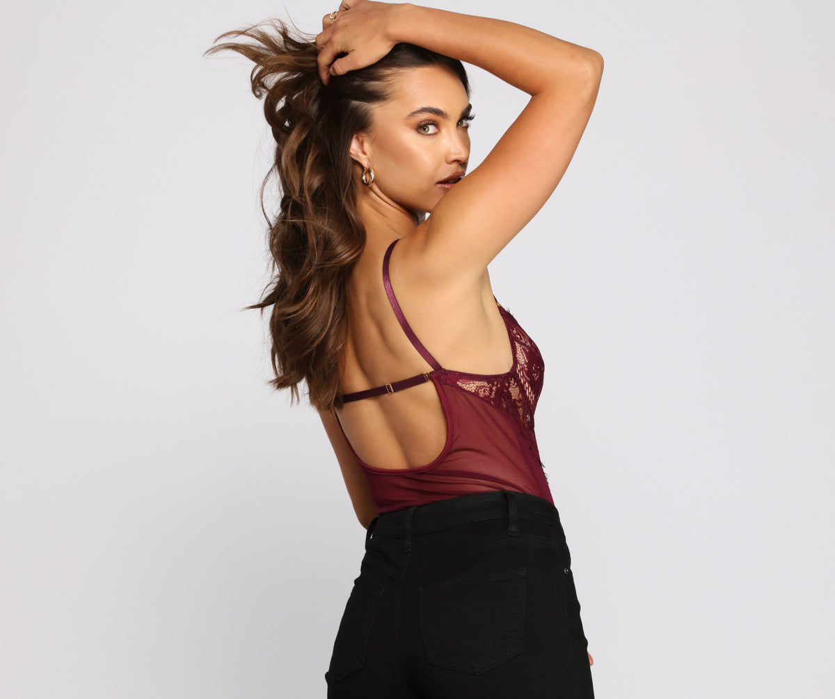 Sultry-Chic Eyelash Lace Bustier Bodysuit | Windsor