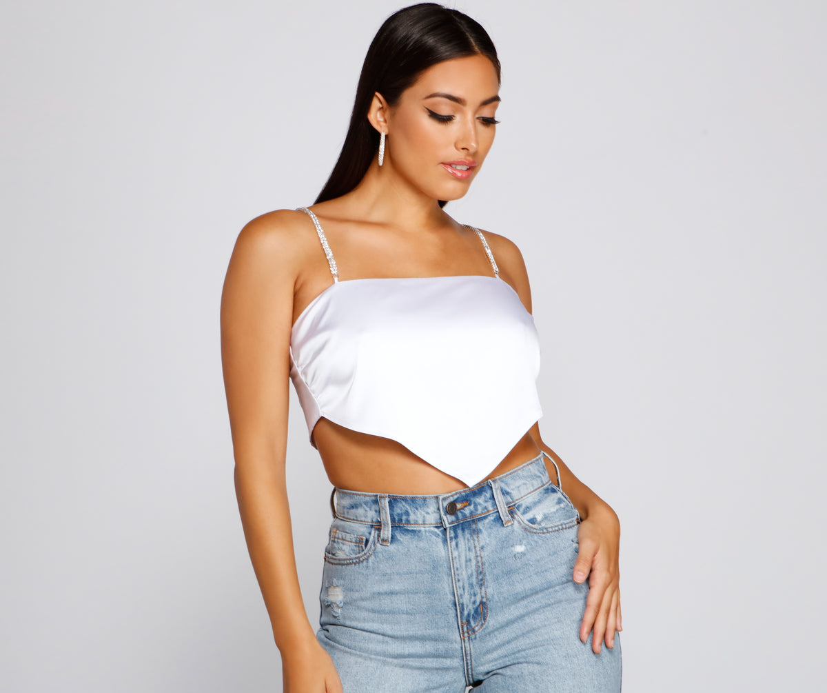 Add Some Sparkle Satin Scarf Top | Windsor