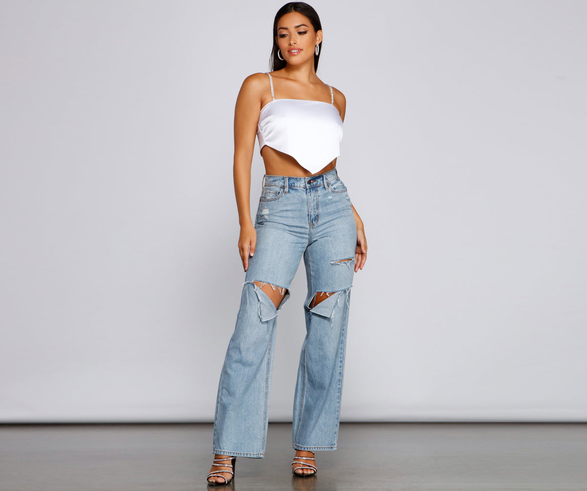 Add Some Sparkle Satin Scarf Top | Windsor