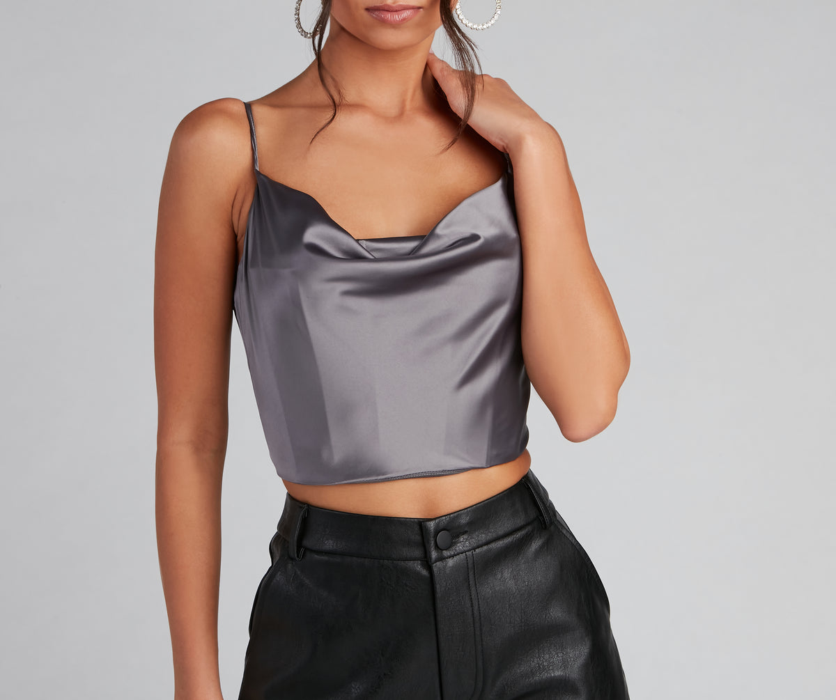Sleek And Fab Satin Crop Top | Windsor