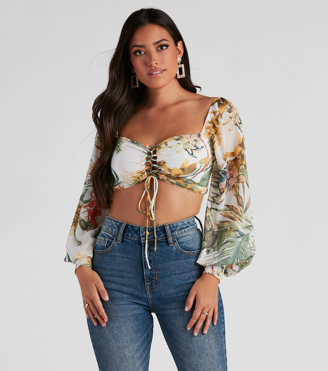 Tropical Babe Chiffon Crop Top | Windsor