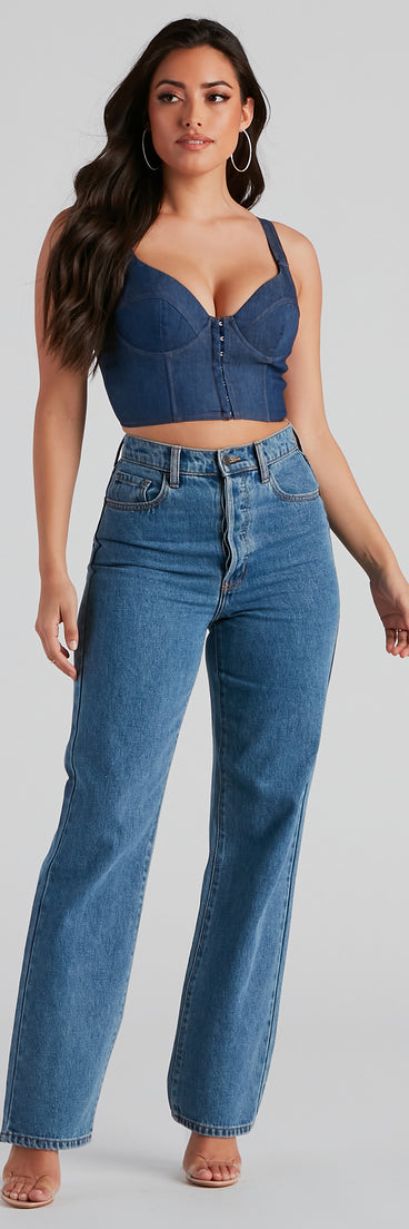 GNO Denim Corset is a fire pick to create 2023 festival outfits, concert dresses, outfits for raves, or to complete your best party outfits or clubwear!
