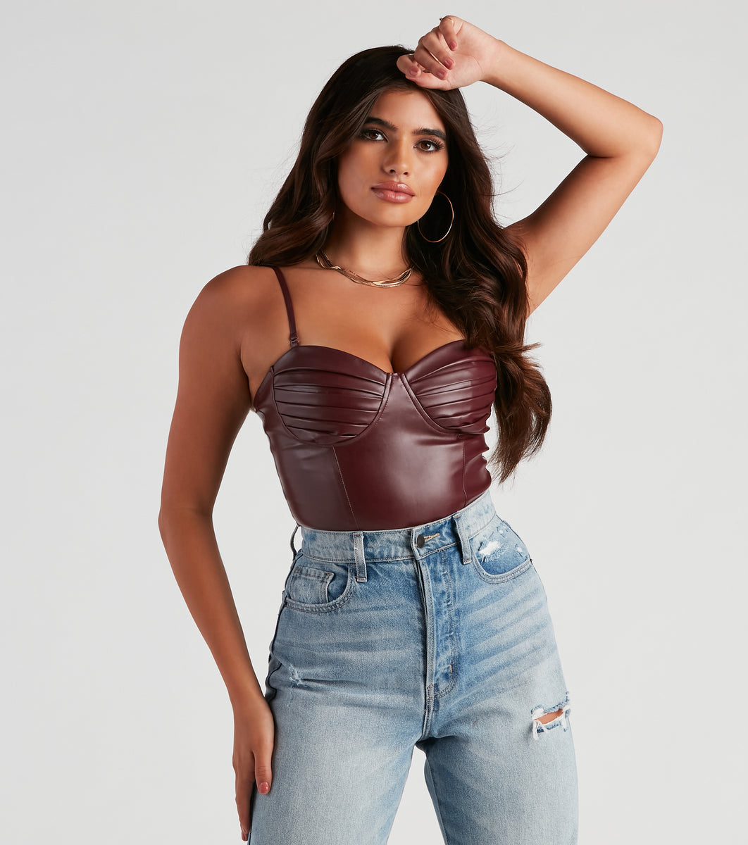Windsor Cowgirl Chic Faux Leather Bustier
