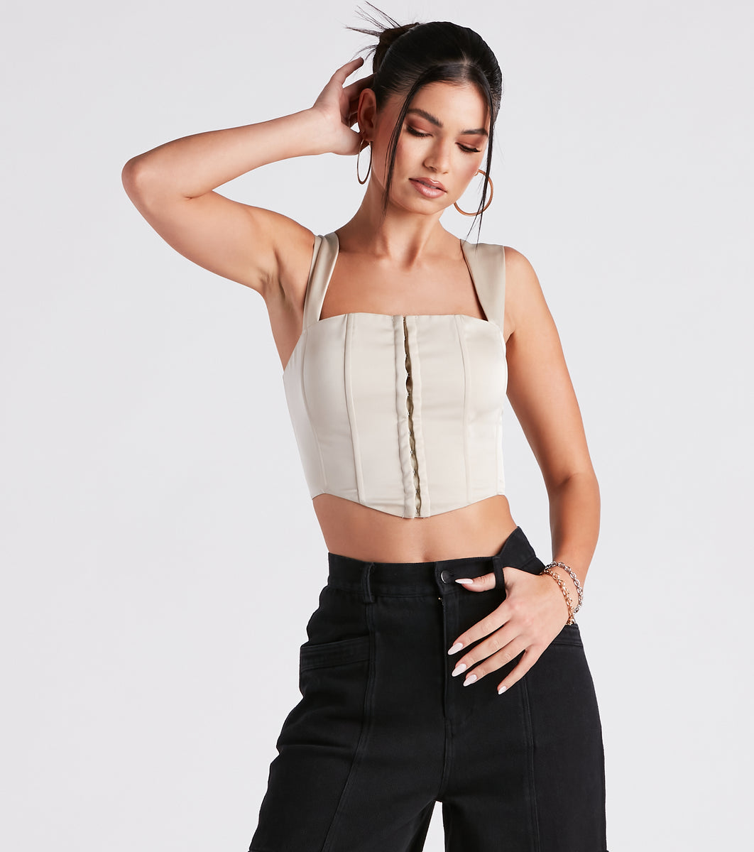 Meant To Be Satin Lace Up Corset Top | Windsor