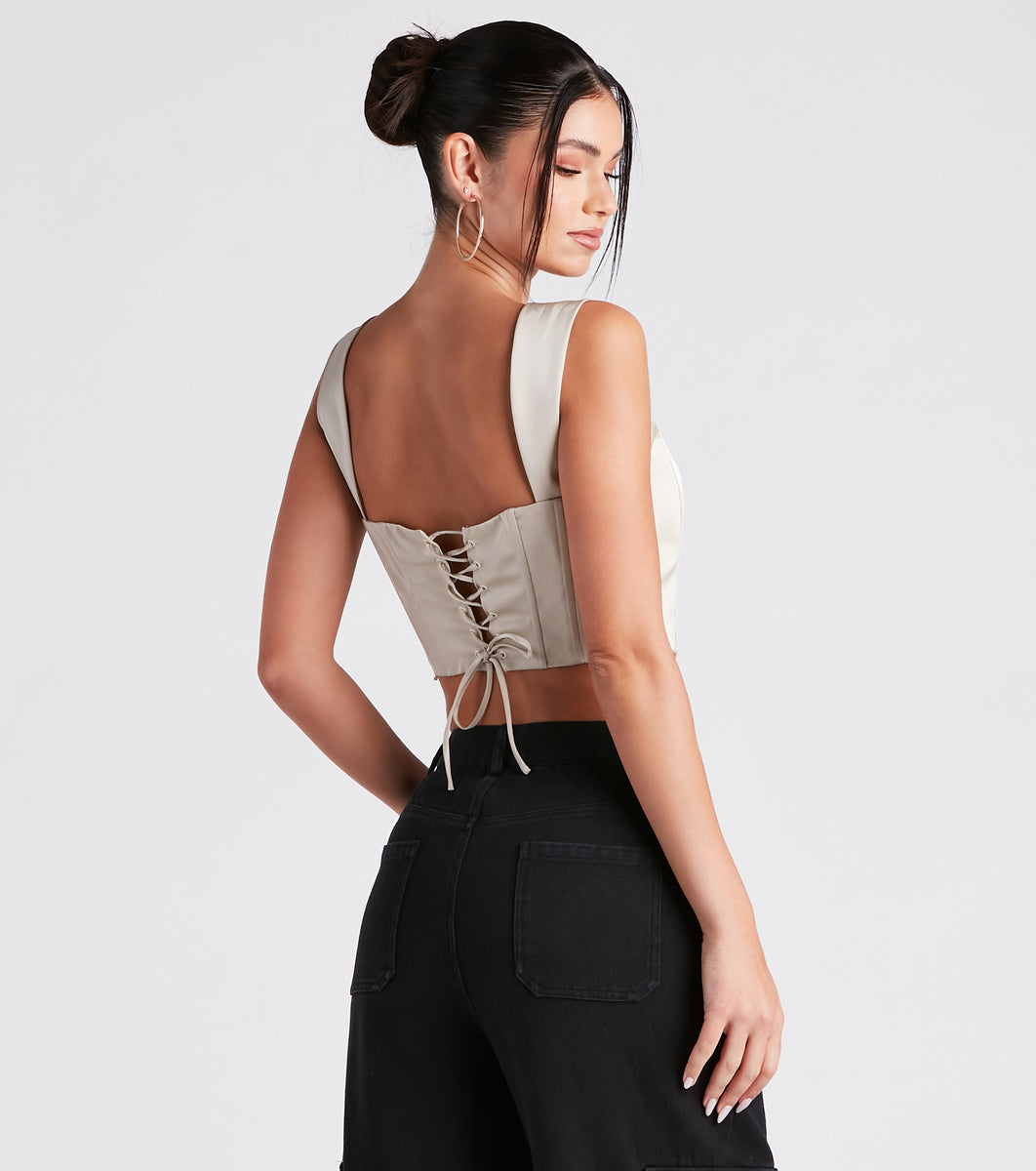 Meant To Be Satin Lace Up Corset Top | Windsor