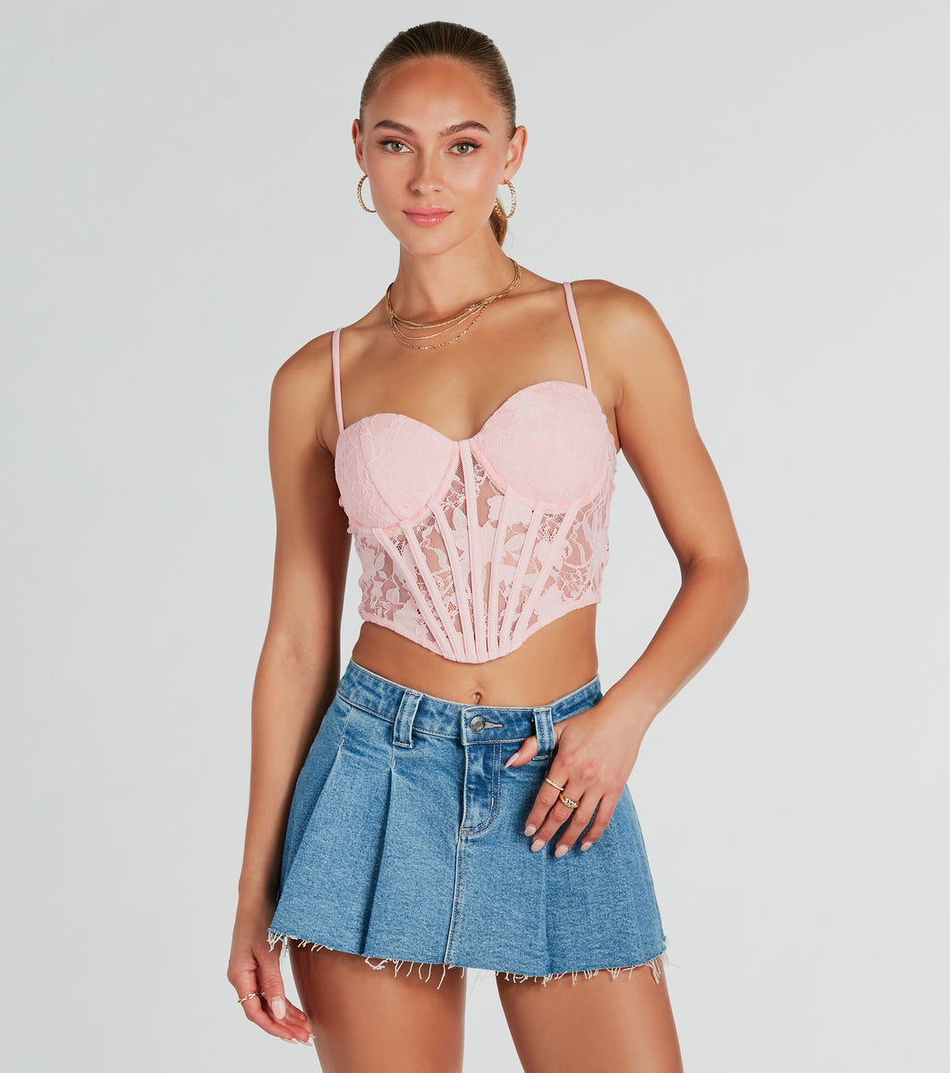 Sultry Details Sheer Floral Lace Corset Top | Windsor