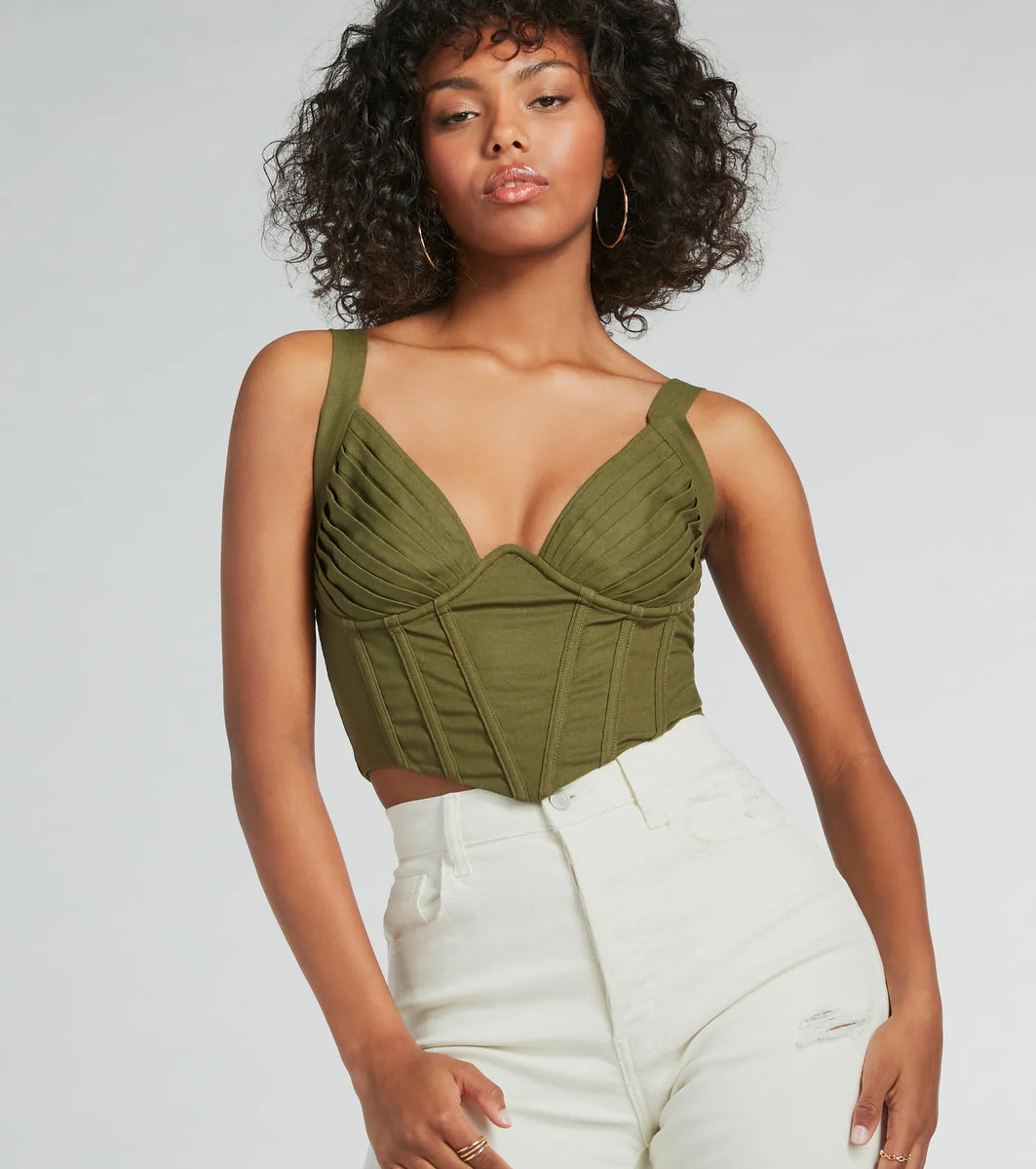 Everyday Allure Plunging Linen Corset Top | Windsor Everyday Allure Plunging Linen Corset Top | Windsor