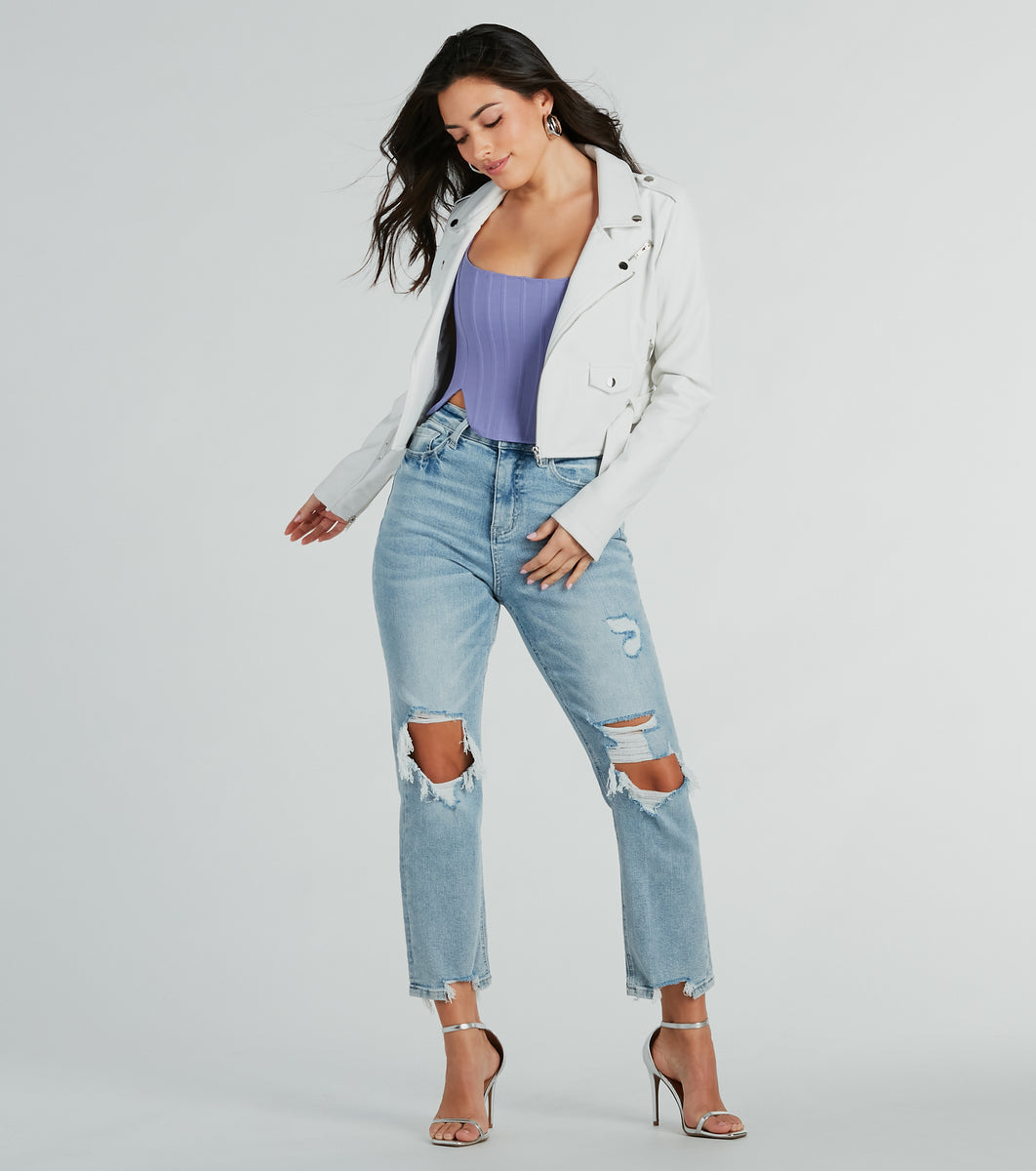 Feelin' Trendy Cutout Woven Corset Top | Windsor