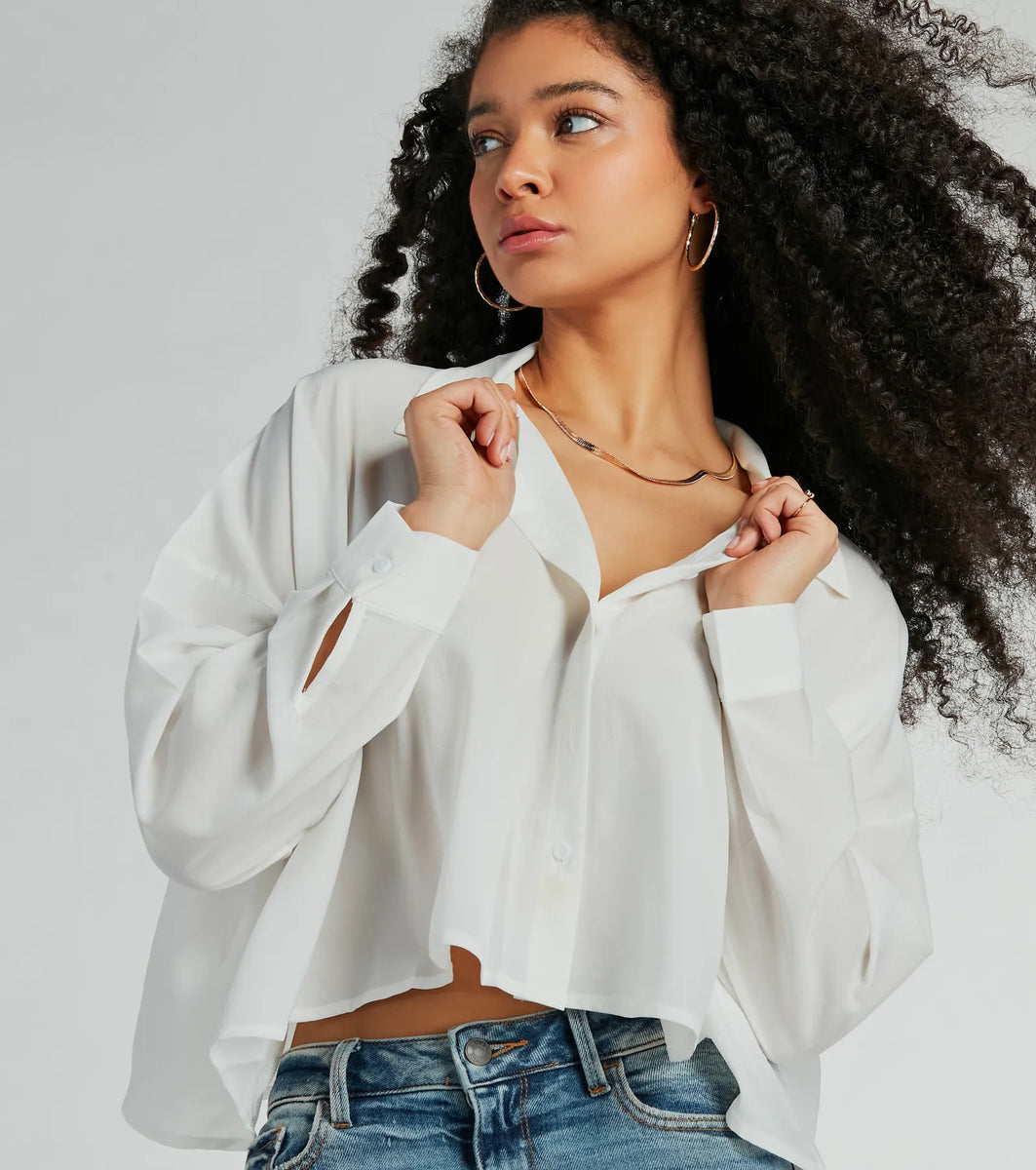 Fresh Knit Cropped Long Sleeve Blouse