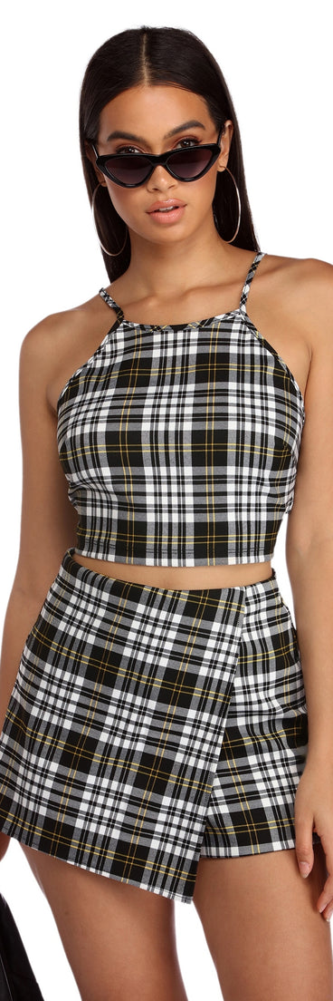You’ll look stunning in the Plaid About You Top when paired with its matching separate to create a glam clothing set perfect for parties, date nights, concert outfits, back-to-school attire, or for any summer event!