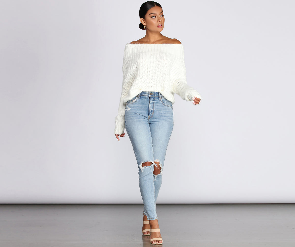 【 Jeans】Off Shoulder Sweater ★送料関税込★追跡可能★ Shoulder Oversized Loose Baggy Off Casual Womens Pullover