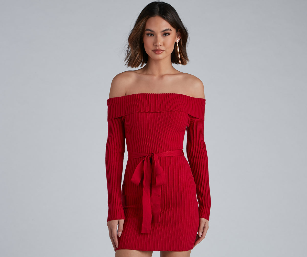 MWB Lace Trim Mini Ribbed Dress