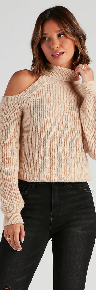 The trendy Knit Girl Cold Shoulder Sweater is the perfect pick to create a holiday outfit, new years attire, cocktail outfit, or party look for any seasonal event!