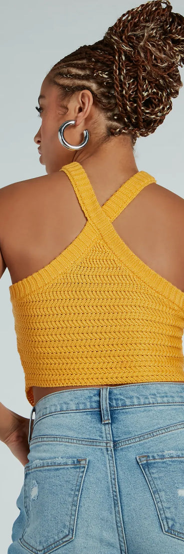 With fun and flirty details, the Cutest Style Halter Sweater Knit Crop Top shows off your unique style for a trendy outfit for summer!