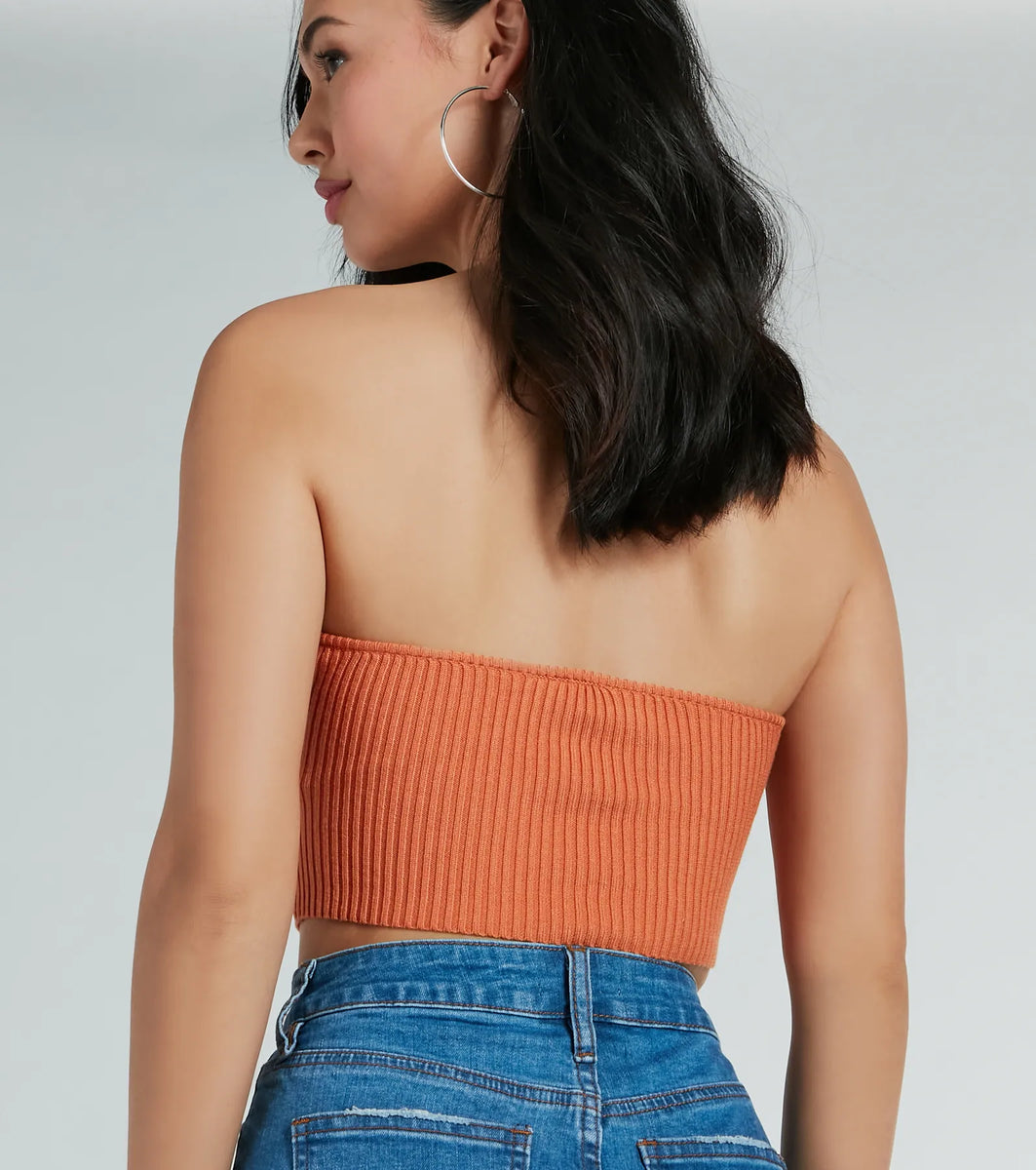 関税/送料込★Rest&Recreation★RR STRAP CROP TOP Elevated Trend Ribbed Knit Tube Crop Top | Windsor