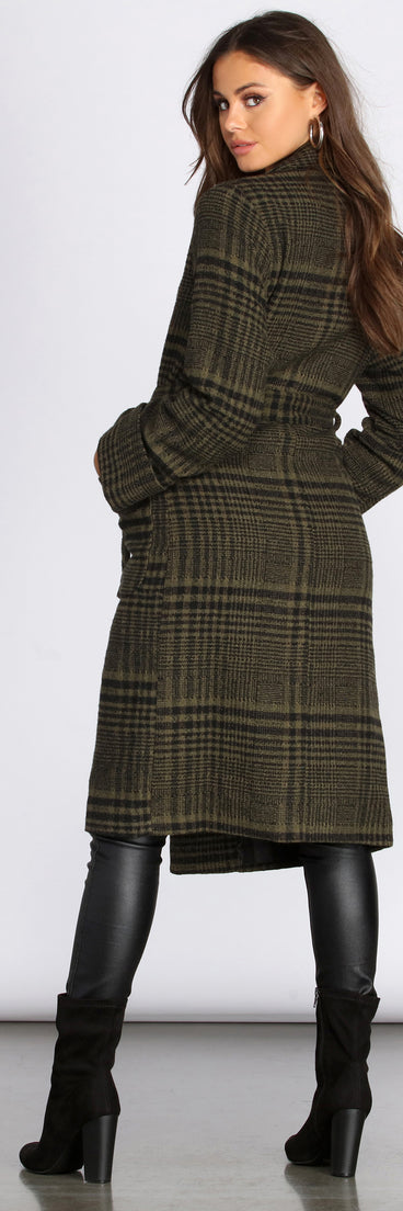 Perfectly Poised Long Plaid Coat
