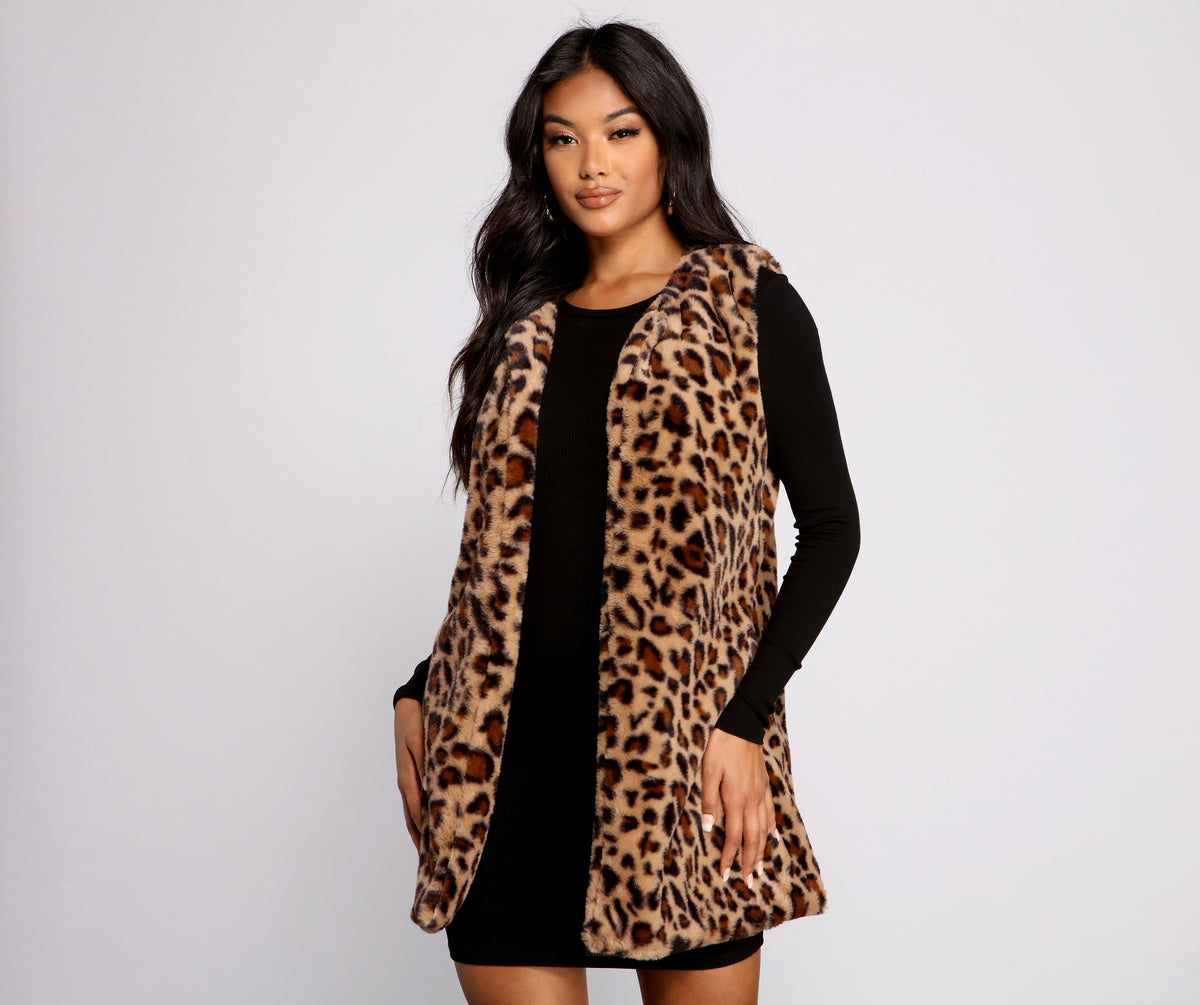 【ORDINARY JOY】Leopard Fur gilet ORDINARY JOY】Leopard Fur gilet ORDINARY JOY】Leopard Fur
