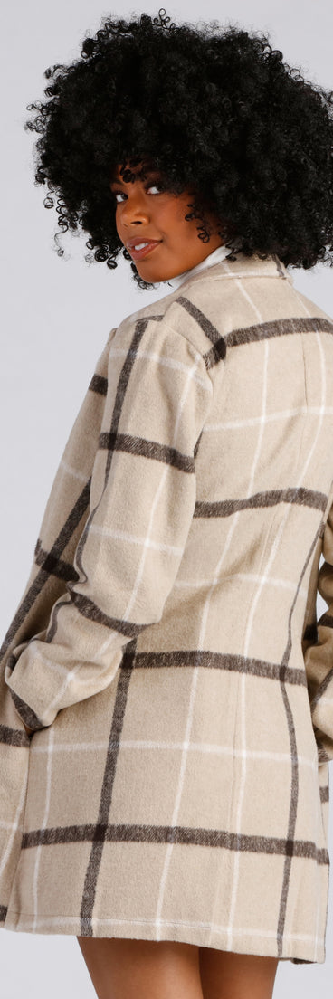 A Polished Vibe Plaid Faux Wool Coat helps create the best summer outfit for a look that slays at any event or occasion!