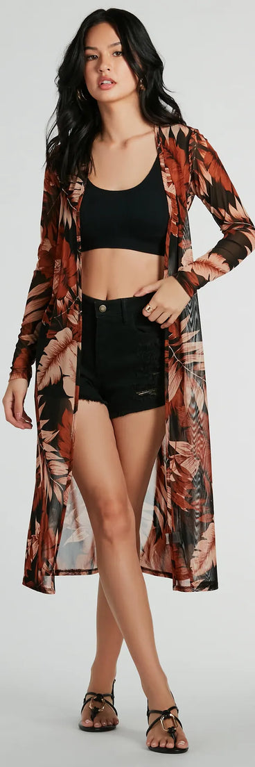 Sway With The Palm Print Mesh Duster