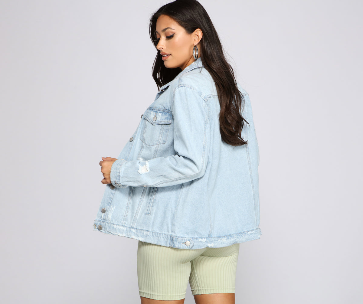 Destructed Diva Oversized Denim Jacket | Windsor