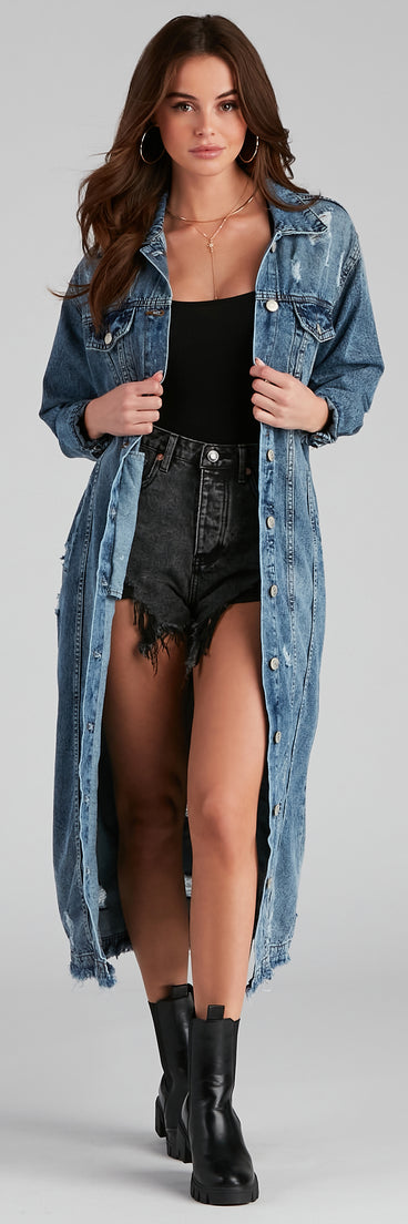 Fray Days Long Denim Jacket helps create the best summer outfit for a look that slays at any event or occasion!
